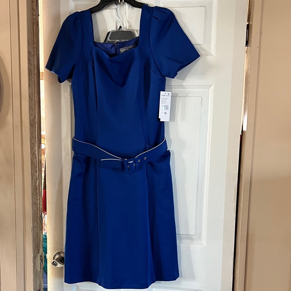 Donna Ricco Royal Blue Belted Mini Dress